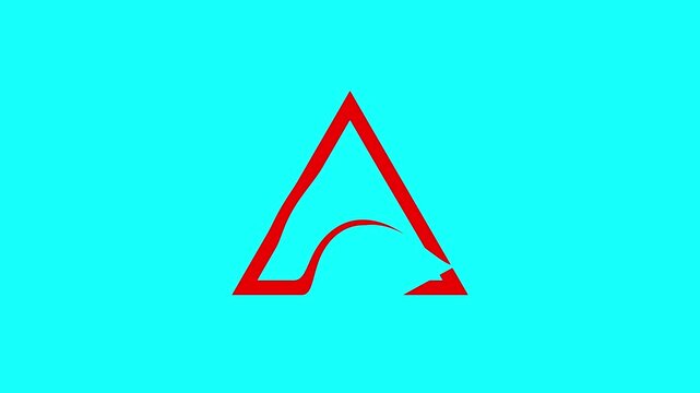 Minimalist red letter a animation on cyan background, for modern branding, alphabet typography