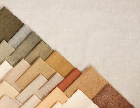 Soft carpet samples arranged diagonally on a neutral background