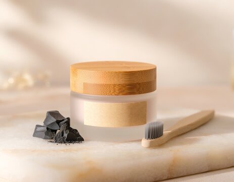 Soft light highlights bamboo lid and jar
