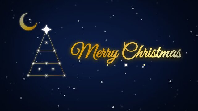 Deep midnight blue Christmas sky filled with sparkling golden star constellations