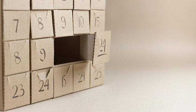 Advent Calendar with Final Door Open on Christmas Eve