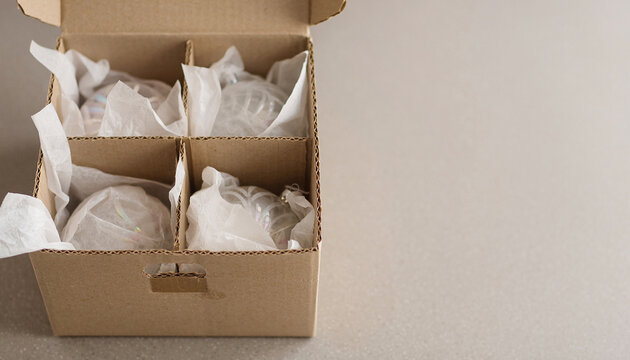 Christmas Ornament Storage Box with Tissue Wrapped Pieces