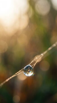 Golden light catches a single dewdrop