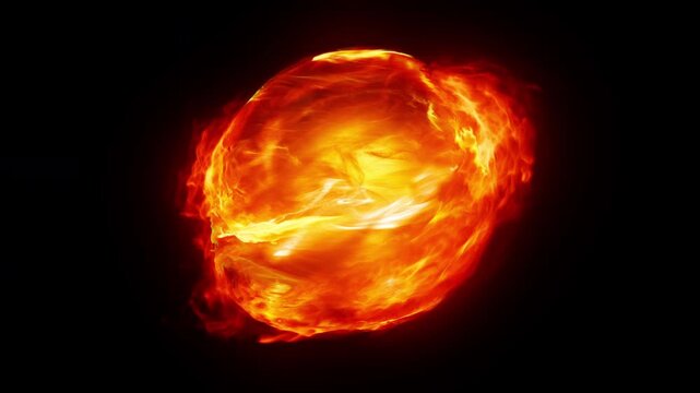 Burning Fire Energy Ball with Swirling Plasma FX Seamless Loop 4K