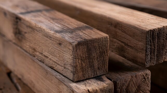 Close up of weathered wooden planks showing natural grain texture and rustic surface details