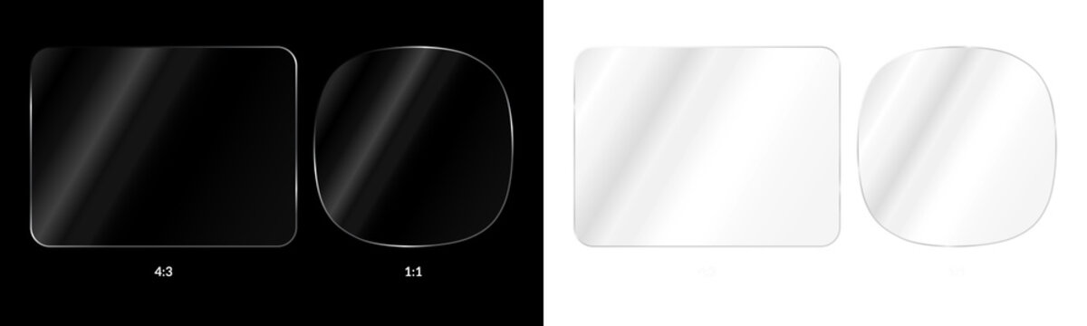 Glass effect transparent distortion overlay with gradient lines in 4 3 and 1 1 aspect ratios for creative design projects