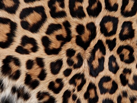 Leopard print faux fur texture with golden rosettes and cocoa brown spots, a plush and opulent animal skin pattern for fashion and textile design