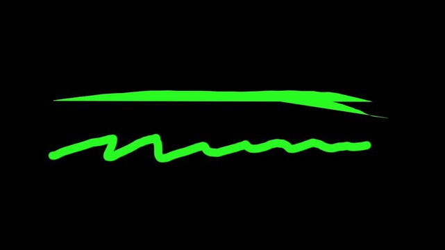 Green Neon Wave Line and Scribble Doodle Animated Element Stock Video
