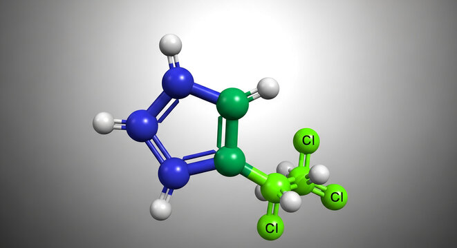 3D rendering of a molecule model, showing atomic structure with connected spheres, representing scientific concept or chemical formula, perfect for education or research.