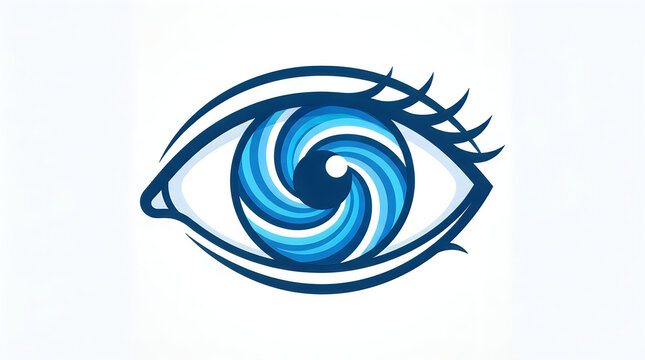 Blue eye with swirling colorful iris and sharp lashes vector illustration