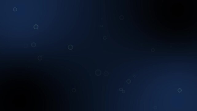 Soft glowing blue water bubbles floating and rising on a dark abstract background in a seamless animation loop.