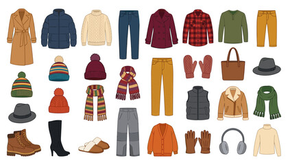 Clothing and Accessories Arranged in a Cozy Winter Fashion Set © DEVARAJ