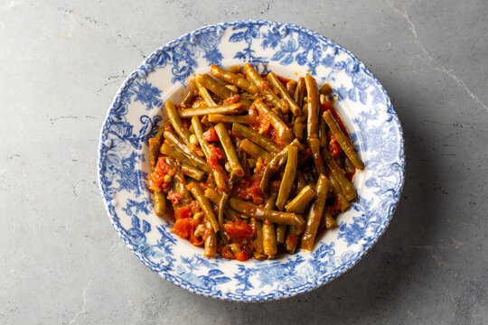 Traditional Turkish Green Black Eyed Peas Vigna Unguiculata Braised in Olive Oil