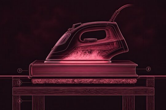 Neon Steam Iron on Textbook for Study Concept