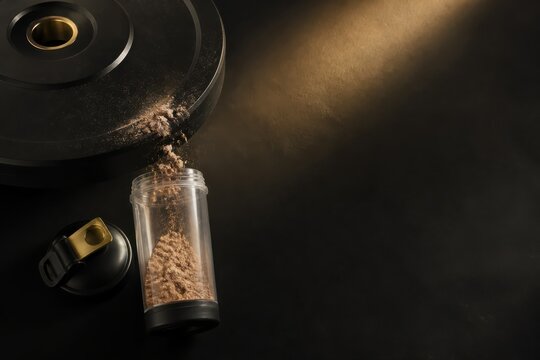 Coffee grinder with grounds and jar in dramatic dark lighting