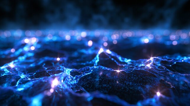 Glowing Blue Neural Network and Digital Technology Concept