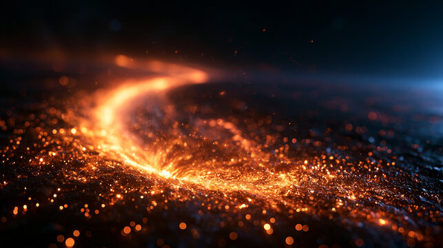 Glowing Energy Particles and Sparks Streaming on Dark Surface