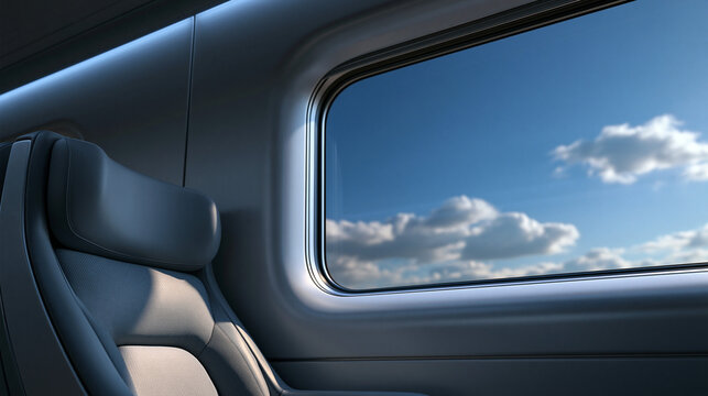 Modern Train Interior with Empty Seat near Window