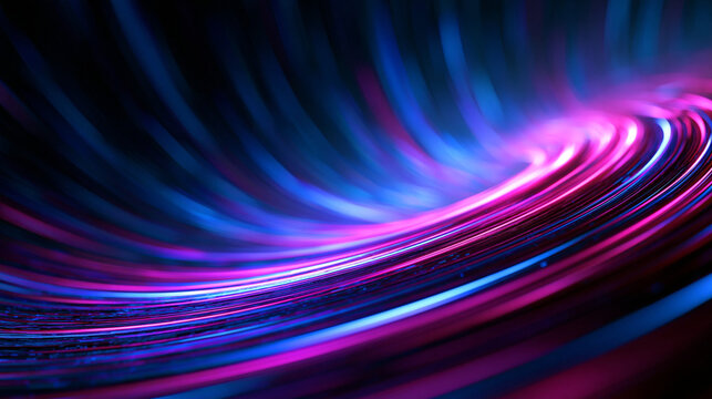 Glowing Blue and Purple Fiber Optic Data Stream Background