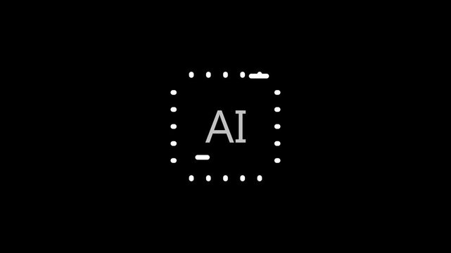 AI Processor Line Icon Animation, Machine Learning Technology, 4K Motion Graphics