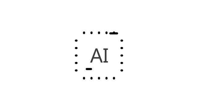 AI Processor Line Icon Animation, Machine Learning Technology, 4K Motion Graphics