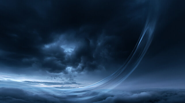 Abstract Futuristic Sky with Dark Storm Clouds and Energy Ring