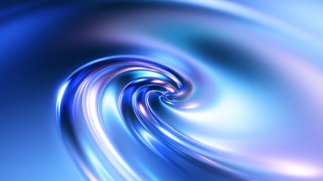 Abstract Blue Liquid Swirl with Glowing Metallic Highlights