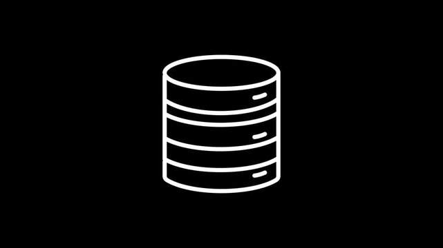 Minimal Database Outline Icon Animation, Data Storage Technology, 4K Stock Video
