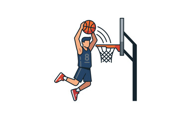 Basketball Player Slam Dunk Vector Illustration © Afif