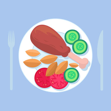 Healthy Balanced Meal Plate with Chicken and Vegetables