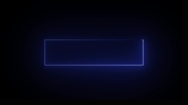 Neon blue glowing rectangular frame loading animation on black background, rectangle border