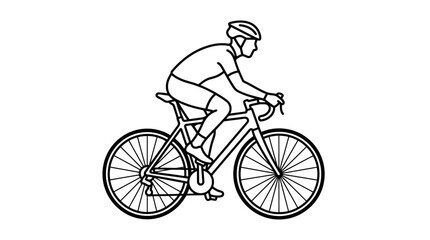 Fototapeta premium Line Art Illustration of a Professional Cyclist Riding a Road Bicycle