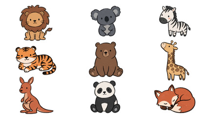 Obraz premium Seamless pattern with cute koala, brown bear, and panda faces for kids. 