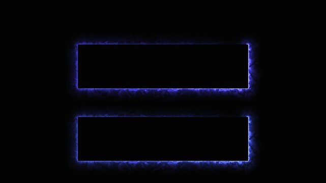 Neon blue glowing equal sign symbol animation on black background, for digital interface, and motion math