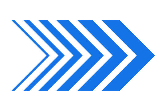 Blue Wide Right Chevron Arrow Icon for Next Step Interface Buttons isolated on transparent background direction right forward next pointer
