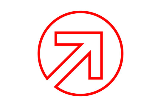 Red Circle Outline Up Right Arrow Graphic for Minimal Web Links isolated on transparent background direction diagonal growth circle pointer