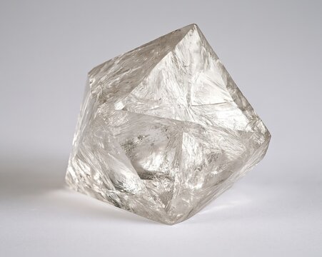 Raw Diamond Crystal, Unpolished, Clear White, Rough Surface, Geometric Shape