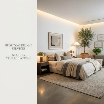 Modern luxury bedroom interior with elegant furniture and soft neutral decor, residential architecture, contemporary home design, premium real estate, stylish lifestyle.