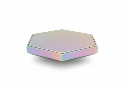 Hexagonal prism with iridescent pastel gradient surface