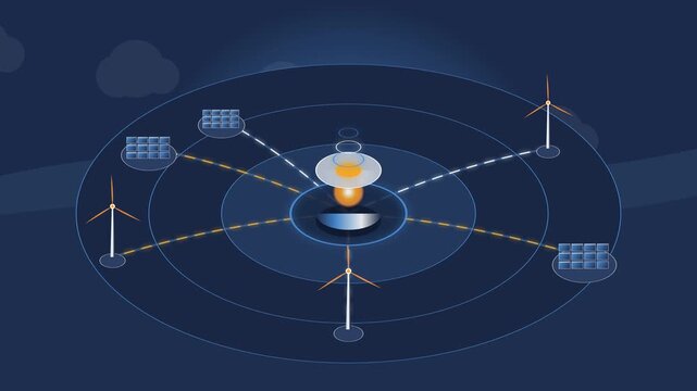 Smart Grid Renewable Energy Network Motion Graphic