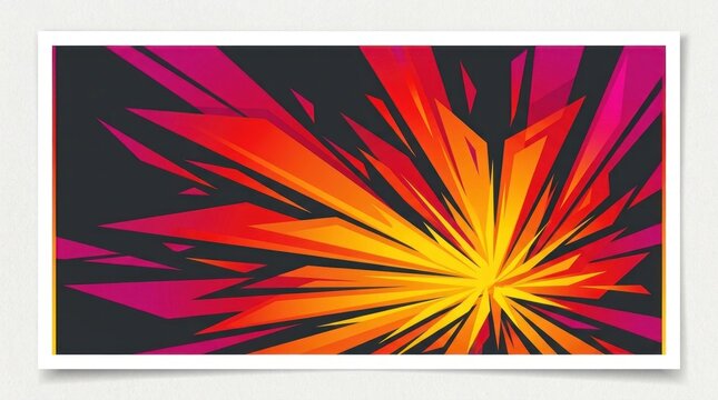 Bright yellow and red geometric explosion starburst