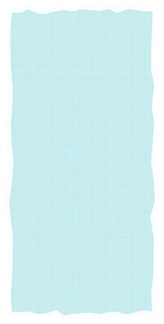 A light blue grid paper sheet with rough torn edges on black