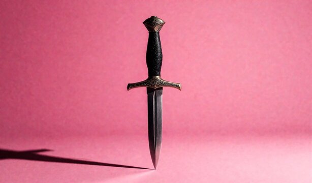 Medieval Sword on Pink Background Isolated Weapon Fantasy Blade Antique Steel Cutout