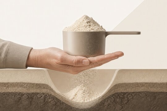 Topsoil Scoop in Hand Over Minimal Soil Layers