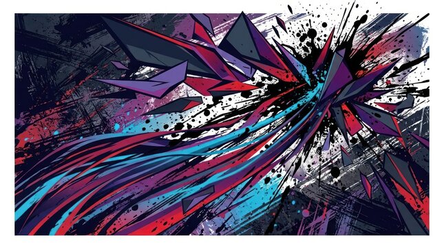 Grunge splash background with geometric shards.