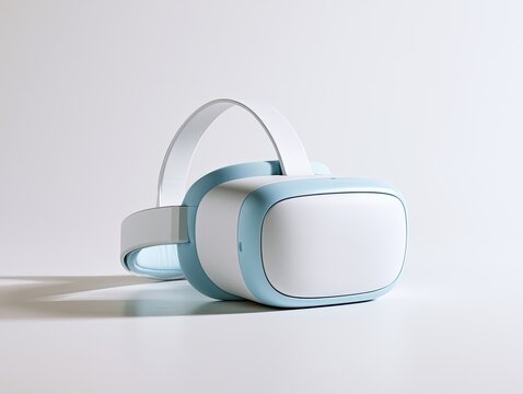 Modern Virtual Reality Headset on a Clean White Background.
