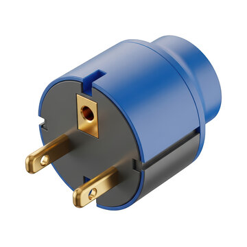 Blue electrical adapter with three prongs