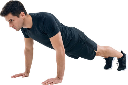 young man doing push ups exercise fitness training
