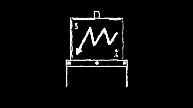 Hand drawn business flipchart showing financial loss. 4K Video