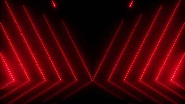 Bright neon red stripes abstract 2d motion background. Seamless looping animation. 4K footage lazer light animation. .